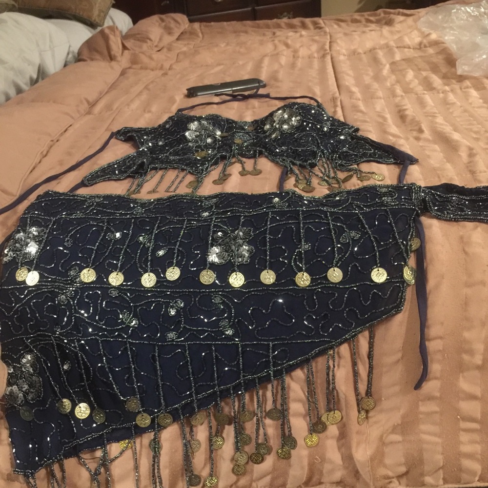 Auth. Costume Belly Dancer Top/HipScarf/Belt NIP